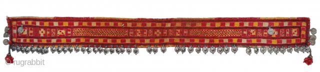 Rare Ceremonial Banjara Belt From Karnataka,South India. India.Embroidered on cotton. Banjara Belt  is traditionally used by women. C.1900. Its size is 6cmX58cm(DSC07218).          