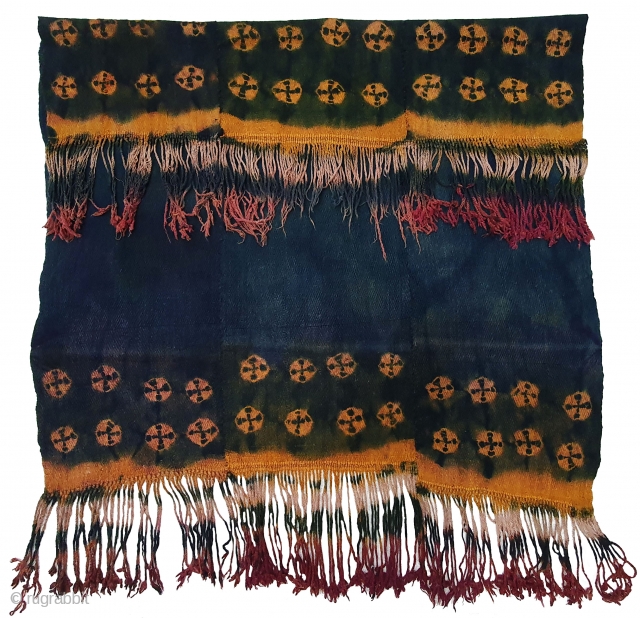 Zanskar Bokh Shawl From Tribal Area of Zanskar Ladakh India. It’s Pure Indigo Blue colour has been used and made by yaks Wool. Worn by women.This Type of Tie and Dye known  ...