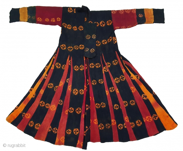 Zanskar women's Costume(Coat)From Ladakh.India. It’s Pure Indigo Blue (Dark Black Type) colour has been used and made from yaks Wool. C.1900.This Type of Tie and Dye known as Thigma.Its size is L-120cm,Shoulder  ...