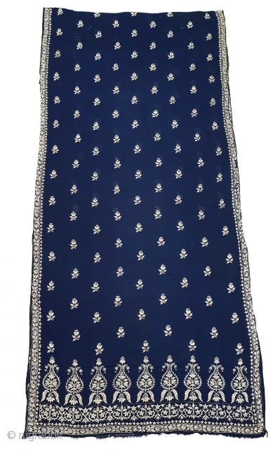 Dhakai Jamdani Saree Indigo blue Natural Colour, With Silk Embroidery on Cotton. This type of weaving From Dhaka District, of Bangladesh. India. Jamdani was originally known as Dhakai named after the city  ...