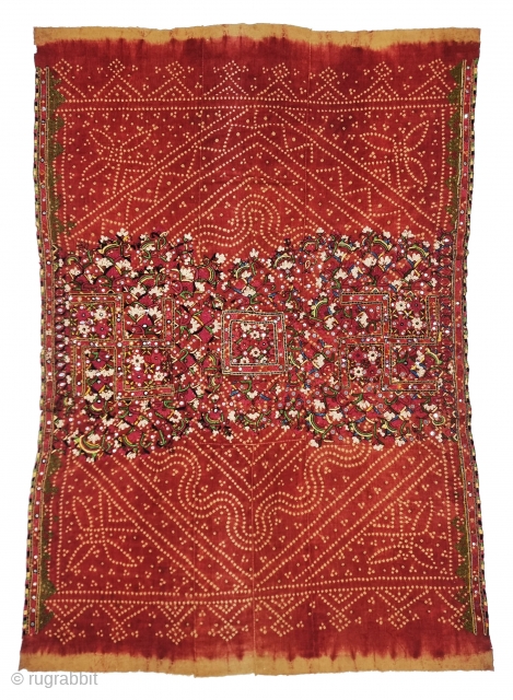 Abochhini Wedding Shawl (Women) from Sindh Region of Undivided India. India, From the Lohana group

Sakro, Indus delta Pakistan ,Hand-woven, tie-dyed and embroidered cotton
The ceremonial head shawl has been tie-dyed prior to being embroidered.
This  ...