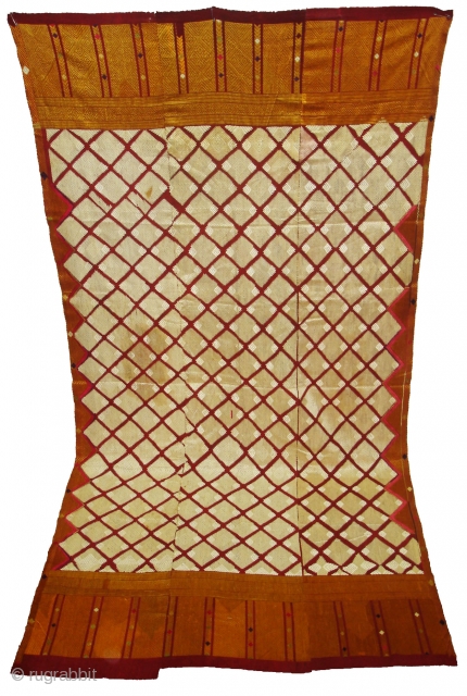 Phulkari From West(Pakistan)Punjab. India.known as Chand Bagh. C.1900. Very Rare influence of Nazar buti in the Middle(DSC04820).
                