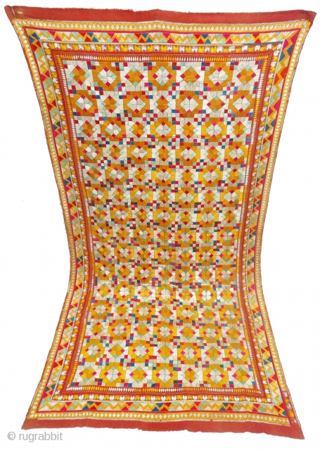 Chamba Phulkari From Hill Area of Himachal Pradesh. India. Known as Chamba Phulkari. c.1900.Its size is 137cmX260cm(DSC07258).                