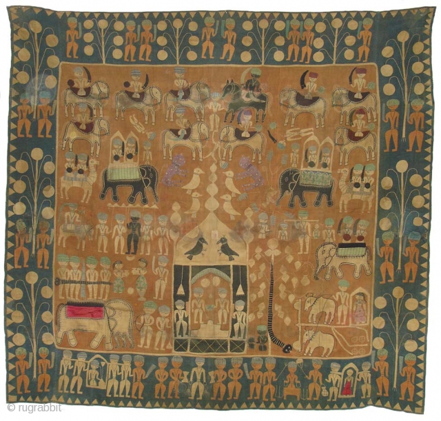 Kanduri shrine Applique cloth It is presented by Pilgrims as on offering on the grave of the muslim prince Sara Masoud in Varley, Uttar Pradesh. India .(DSC07854)      