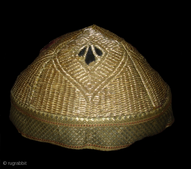 Hat Zari(Real)Embroidery,From Vohra-Muslim Group of Gujarat, India.Good Condition(DSC03632 New).                        