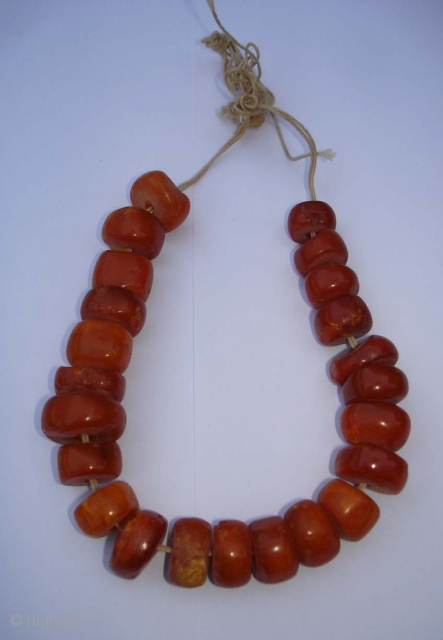 Amber Necklace 23 Beads Kutch Gujarat India.Dated Around 1800,Its Weight is 34 Gram.Good condition.                   