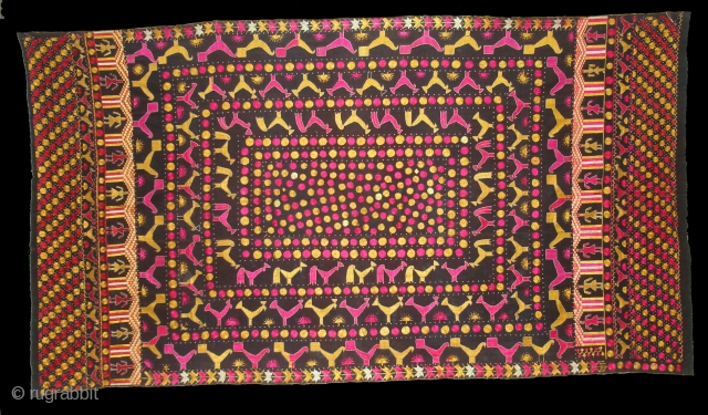 Figurative folk Phulkari From East(Punjab), India.Showing the Folk Art of Punjab.C.1900.(DSC06604 New).                     