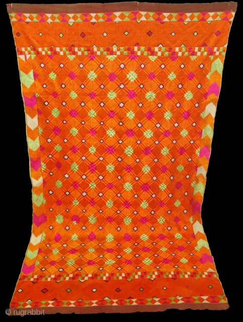 Phulkari From East(India)Punjab.India.One of the Rare Design Indian Phulkari(DSC07055 New).                       