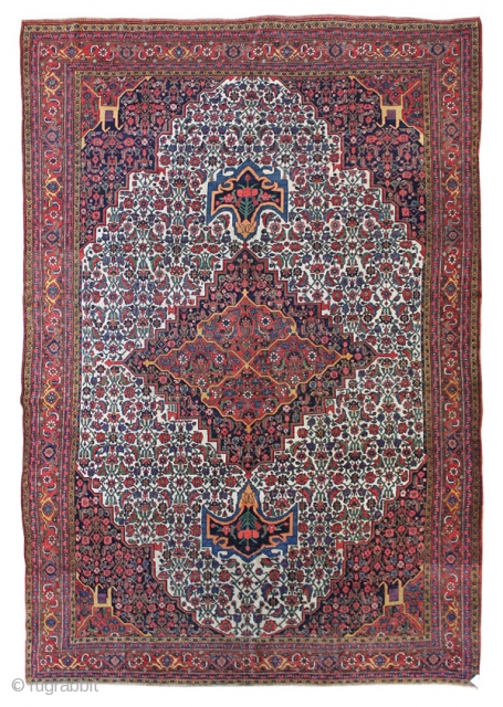 Circa 1900 Bijar; 9'10" x 14'8"; wool foundation; overall thin pile; no reweaves; ID: JF4396                  