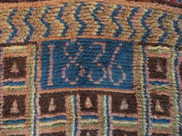 Antique, probably Finnish, ryijy rug, dated 1836, god condition, most wear on the back side, 187x147 cm.                