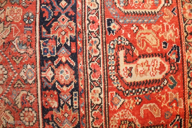 Antique Persian rug, 450x196-205, published in JP Willborgs book Hamadan, as plate 22, attributed to Bibikabad and dated 1840-1880. Low in the middle and more pile in the borders, all good colours,  ...