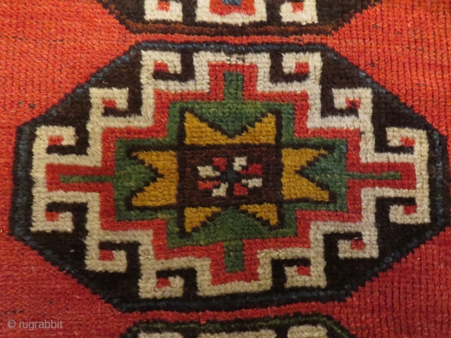 Old Kelardasht rug, 211x106 cm, made in a Kurdish village close to the Caspian sea about 1920, OK contition, two small repairs and some low pile. Nice colours. Paypal is OK.  