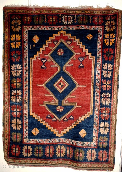 From Sonny Berntssons collection:
No 20 Konya Karapinar Isiklar paryer rug.
120 x 162 cm, circa 1880.
All organic colours.
A few small repair in the centre field.
Fringes in upper short end are folded on photo  ...