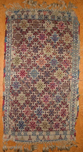 From Sonny Berntssons collection:
No 216 Central Anatolia Sivrihisar minder yastik (pillow to sit on) fragment.
Circa mid 19th cent. 55 x 97 cm complete with backside as seen on detail photo.
More info or  ...