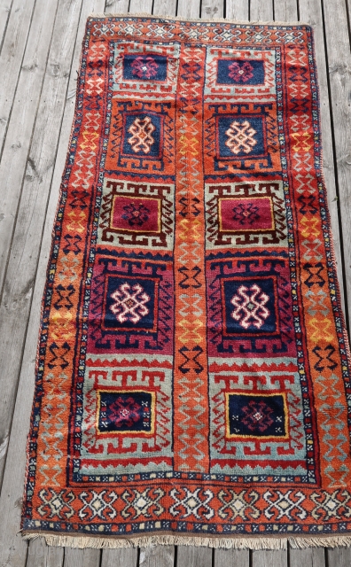 From Sonny Berntssons collection:
No 976 East Anatolian rug (Marash area?) 92 x 180 cm
Circa 1900. Yatak type (bed rug) with high pile of high quality.
Perfect condition with no repair.
More info or photo  ...