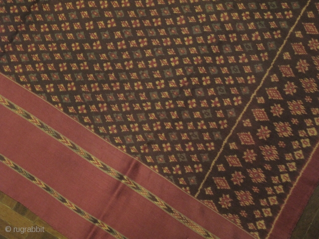 A weft ikat silk skirt cloth from Northeastern part of Thailand with centerfield of small diamond pattern. 4 sided frame indicates strong influence from Cambodian skirt cloth in terms of form and  ...