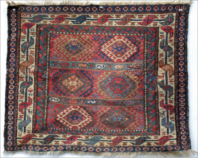 Shahsevan bagface .. The soumak weave is as fine and crisp as I have seen, and there is about double the usual range of colours.  Five little animals are to be  ...