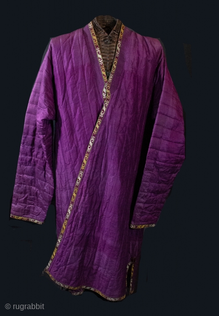  Purple silk Turkoman robe with embroidery trim and printed Russian lining.  I have two that are pretty much the same , ask to see other one. Both are open in  ...