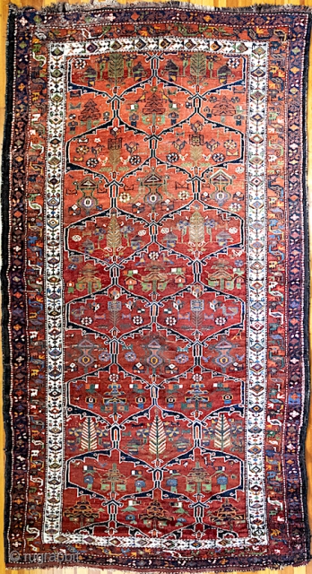 Luristan Gallery Rug-- 5 ft 6 in x 9ft 9in. Southwest Persia. Dark brown wool foundation. Decorative tribal piece with soft colors. Lot 524 https://www.invaluable.com/auction-lot/antique-luristan-tribal-gallery-carpet-359433AB74. To be auctioned Saturday, 10 AM CST.  ...