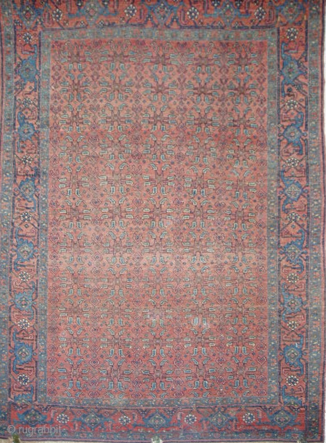 An antique Bijar rug, circa 1900, sized 2.13m x 1.33m.                       