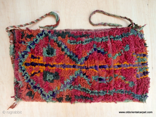 MOROCCAN BERBER HIGH ATLAS BAG. This shape and size bag is called "Aalau" and is often woven by a Berber woman to give to her daughter and son in law after marriage.  ...