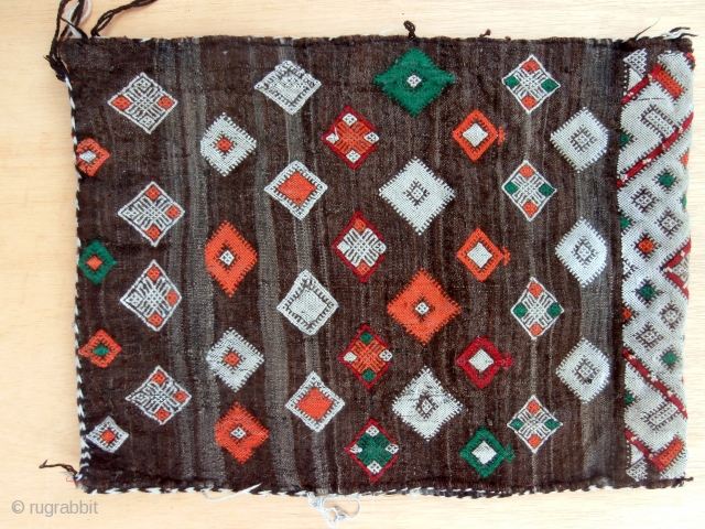 MOROCCAN BERBER PILLOW/BAG. It is difficult to say which is the more beautiful side of this bag, the front or the back. It is from the region of Zemmour in the western  ...
