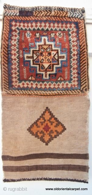 GABBEH TRIBAL BAG probably woven by Lurs. Although the design is more Kurdish in appearance examination of the weave on the reverse, together with the colours, shows that this is a Gabbeh.  ...