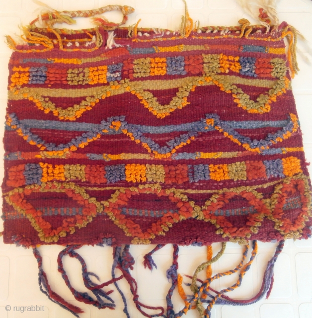 MOROCCAN BERBER HIGH ATLAS TENT BAG. Known as "aalau" which is a squarish, partly piled bag usually woven by Berber women of the Ait Bou Ichaouen in the eastern High Atlas. The  ...