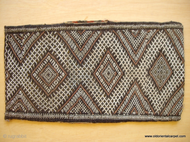 MOROCCAN BERBER PILLOW / BAG woven in the traditional long piece which is then folded and overcast. A small opening is left at the top of one long side so that the  ...