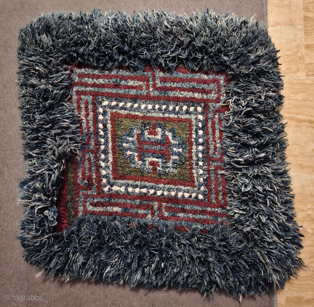 Good, genuine, old Wangden square rug for a high rank lama seat. Excellent condition                   