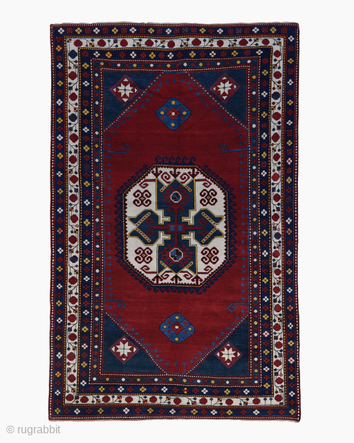 Period: Late 19th Century
Origin: Caucasus
Dimensions: 190 x 315 cm

This striking Caucasian rug, woven in the late 19th century, is a fine example of the bold geometric language and strong color contrasts characteristic  ...