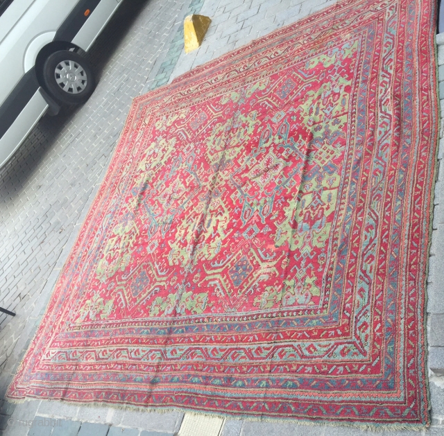 19th Century Ushak Rug.It's in Perfect Condition Size 355 x 375 Cm Reasonable One.                   