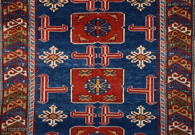 19th Century Caucasian Karagasli Rug.It Has Perfect Pile And Happy Colors Untouched One Size 115 x 150 Cm               