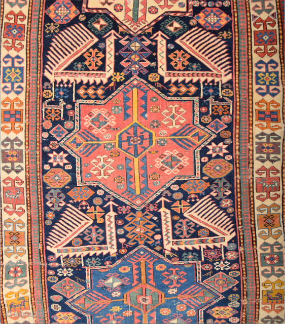 Early 19th Century Akstafa Bird Rug As founded. It has nice details selling as it is but ıf would you like to repair it possible to do it. If you need any  ...