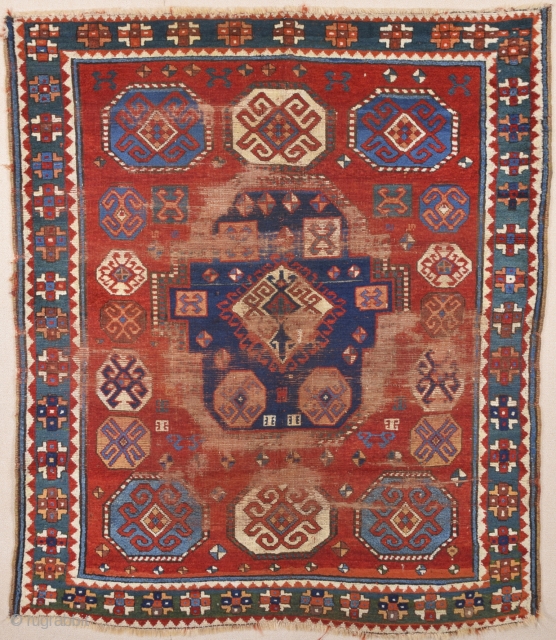 Circa 1800s Really Unusual Type Of Three Of Life Caucasian Rug Size 150 x 170 Cm.Completely Original Untouched One.              