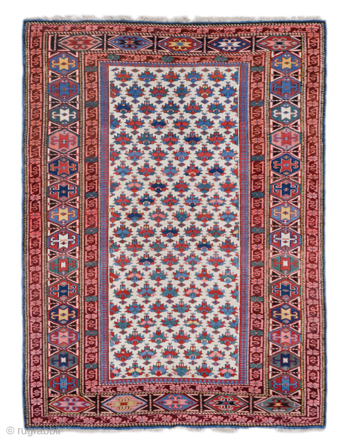 eriod: Mid 19th Century
Origin: Shirvan, Caucasus
Dimensions: 135 x 183 cm

This mid 19th century Shirvan rug is a refined example of the Caucasian weaving tradition, known for its precise geometric drafting and crisp  ...
