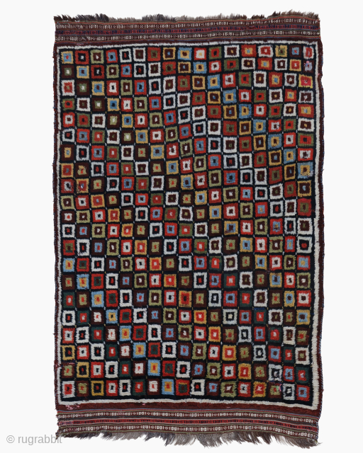Period: Late 19th Century
Origin: Qashqai Tribe, Southwestern Iran
Dimensions: 148 x 222 cm

This rare late 19th century Persian Qashqai rug highlights a powerful and rhythmic geometric composition featuring an all over “checkerboard” or  ...