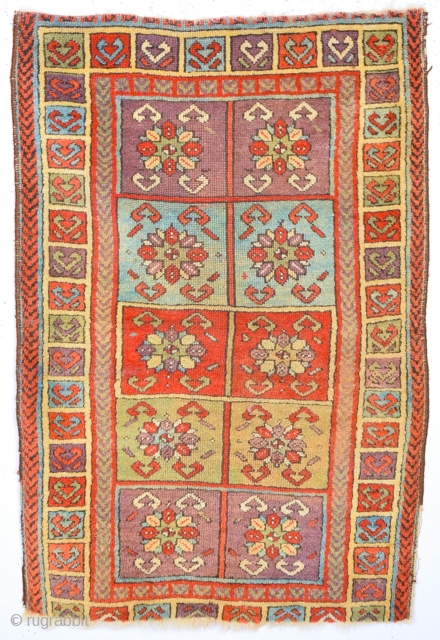 19th Century Central Anatolian Sivas Yastık In this example the confronting bird's head motif is used in the main borders as well as in the field and the chevron border also reappears.  ...