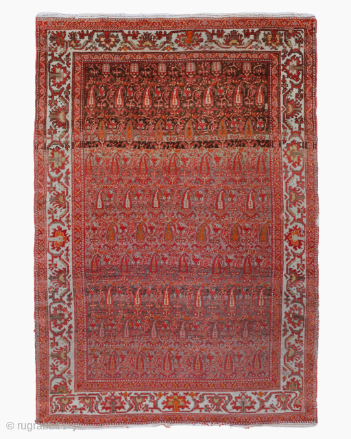 Period: Late 19th Century
Origin: Melayer, Iran
Dimensions: 133 x 190 cm

This rare late 19th century Persian Melayer rug highlights a powerful and rhythmic floral composition featuring an all over repeating “Boteh” (leaf or  ...