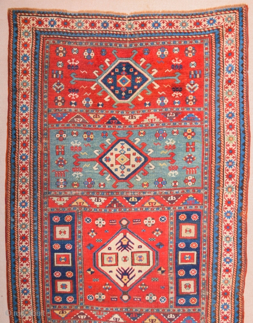 19th Century Unusual Caucasian Rug Size 128 x 265 cm                       