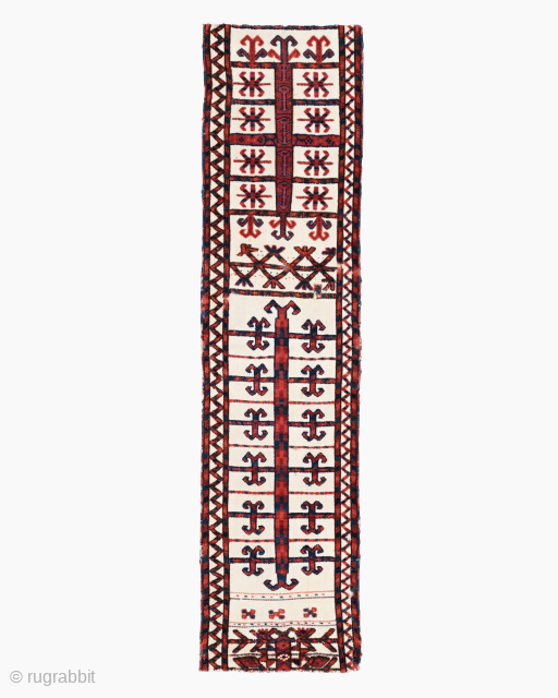 19th Century Turkmen Tekke Tentband Fragment

The incredibly fine knotting in this Turkmen tent-band fragment was probably made by Teke tribes during the 19th century. Once around  12 metres long, time and  ...