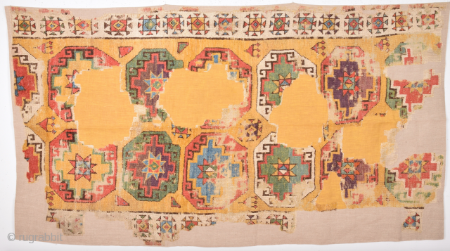 An Unusual Early 18th Century Anatolian Probably Konya Area Fragment Size 110 x 195 Cm.It Has Perfect Colors.Already Cleaned And Mounted Professionally           