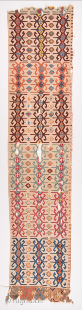 Early 19th Century Anatolian Reyhanlı Kilim Fragment Size 57 x 270 cm                     