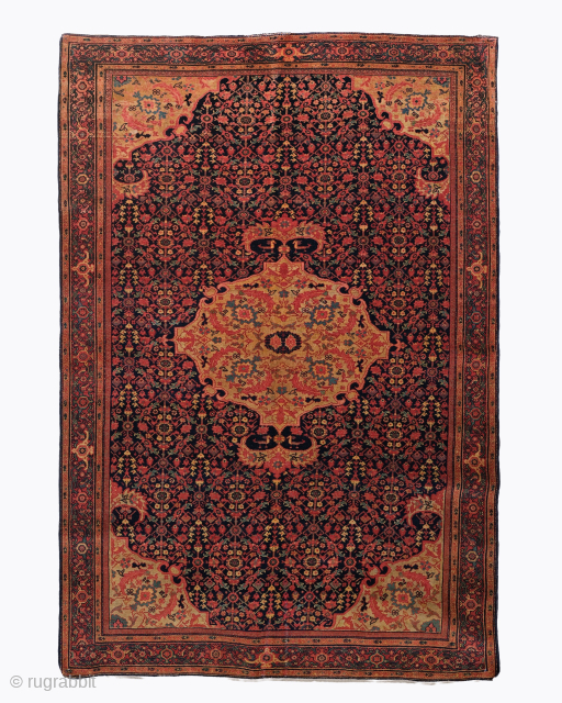 Period: Late 19th Century
Origin: Iran
Dimensions: 128 x 200 cm

This rare late 19th century Ferahan rug highlights a powerful and rhythmic curvilinear composition featuring a prominent central medallion anchored within a densely ornamented  ...