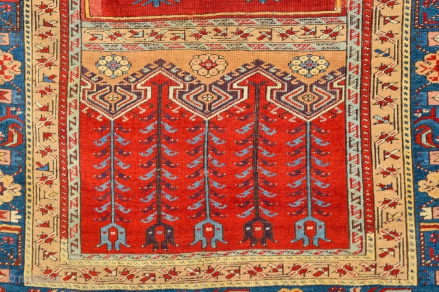 Late 18th Century Anatolian Ladik Rug.The term “prayer rug”, once obligatory for describing any rug presenting a mihrab and niche design, implied that the rugs were used for this purpose. However, it  ...
