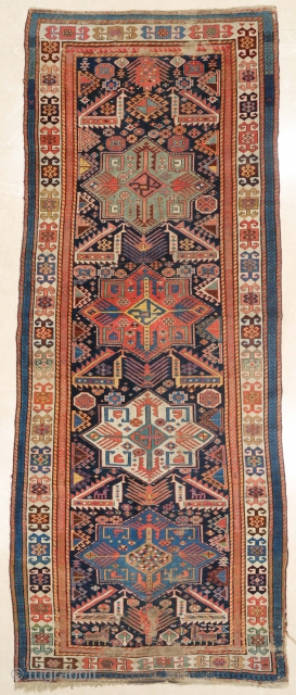 Middle of 19th Century Caucasian Akstafa Rug Size 117 x 290 cm                     