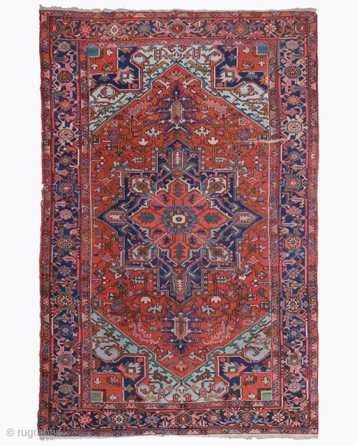 Period: Late 19th Century
Origin: Iran
Dimensions: 208 x 310 cm
This rare, late 19th century Heriz carpet is a magnificent and powerfully expressive example of Northwest Persian village weaving, celebrated for its robust structural ...