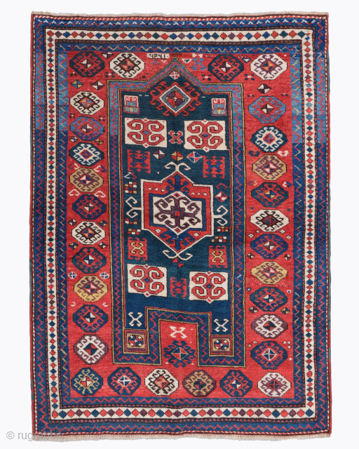 Period: Dated AH 1292 = AD 1875
Origin: Caucasus
Dimensions: 105 x 144 cm
This rare, late 19th century dated Fachralo prayer rug is an extraordinary and monumental masterpiece of Caucasian village art, universally celebrated ...