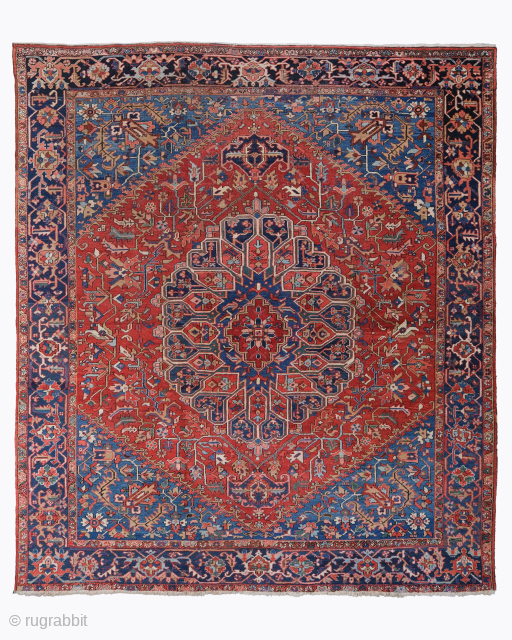 Period: Late 19th Century
Origin: Iran
Dimensions: 280 x 325 cm
This rare, late 19th century Heriz carpet is a magnificent and powerfully expressive example of Northwest Persian village weaving, celebrated for its robust structural ...