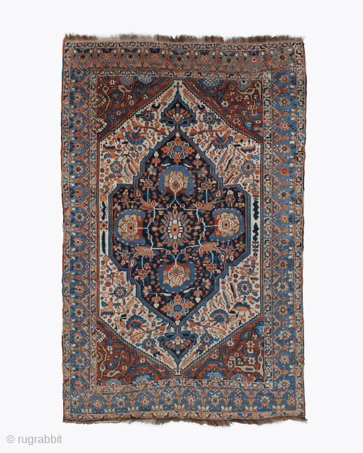 Period: Late 19th Century
Origin: Khamseh
Dimensions: 180 x 270 cm
This rare late 19th century Persian Khamseh rug highlights a powerful and rhythmic geometric composition featuring a monumental, triple diamond medallion system anchored within ...